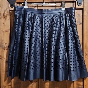 Club Monaco Black Faux Leather Laser-cut Perforated Mini Skirt Size 12